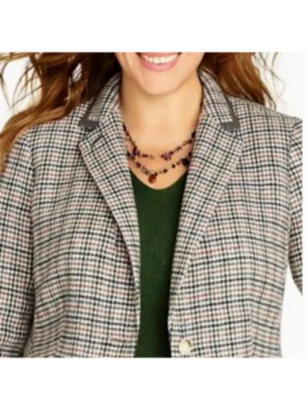Talbots Houndstooth Wool Blend Blazer Pink Owl Lining Classic Plus 20W